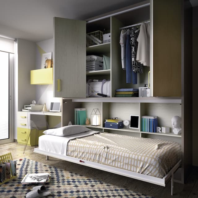 Dormitorio infantil con una cama abatible